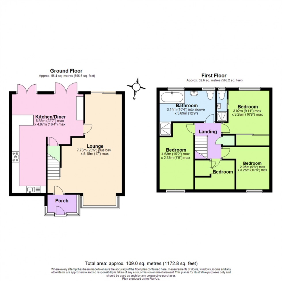 Floorplan for Sherwood Close, Wood End, Atherstone