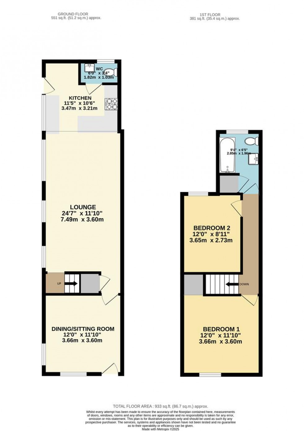 Floorplan for Tamworth Road, Polesworth, Tamworth