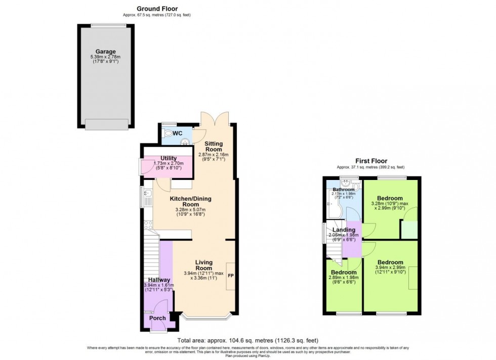 Floorplan for Fairway, Keyworth, Nottingham