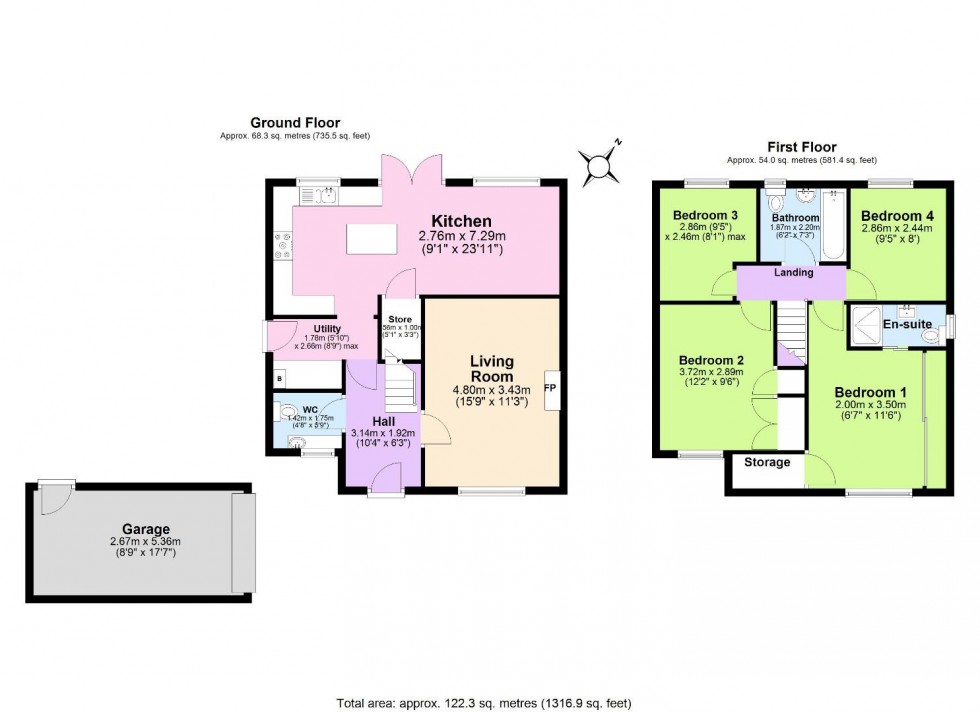 Floorplan for Oak Close, Castle Gresley, Swadlincote