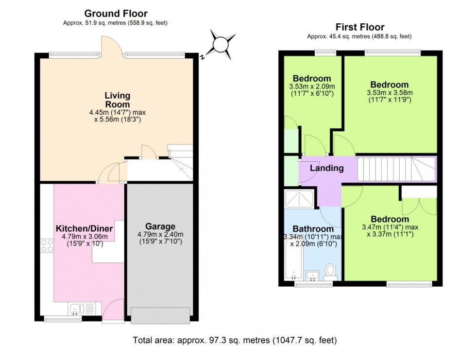 Floorplan for Waltham Close, West Bridgford, Nottingham