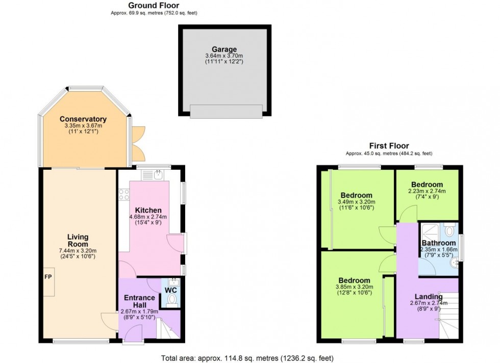 Floorplan for Whitfield Close, Nottingham