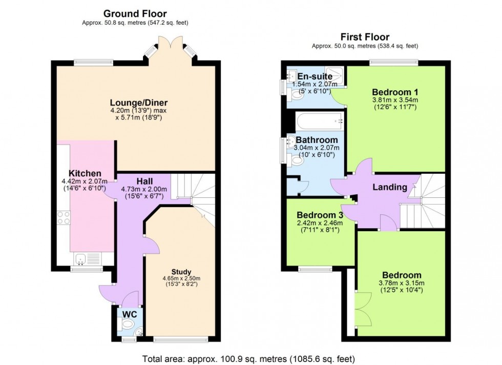 Floorplan for Rannerdale Close, West Bridgford, Nottingham