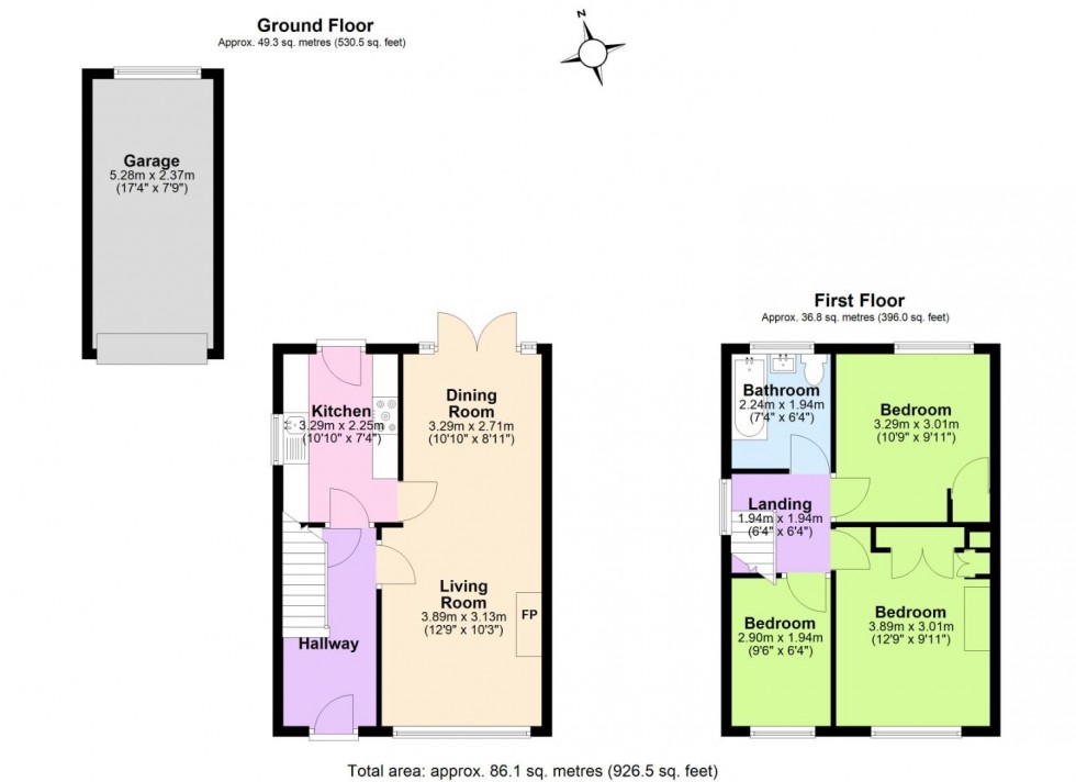 Floorplan for Fairway, Keyworth, Nottingham