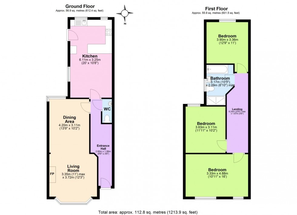 Floorplan for Blake Road, West Bridgford, Nottingham