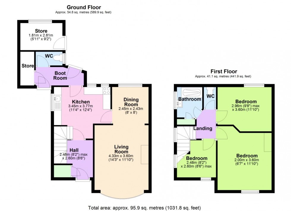 Floorplan for Lutterell Way, West Bridgford, Nottingham